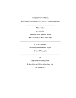 Modeling Epidemic Dysentery in a Civil War Prison Camp