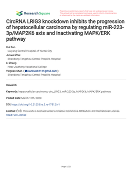 3P/MAP2K6 Axis and Inactivating MAPK/ERK Pathway