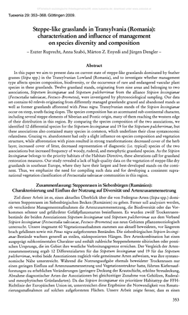 Romania): Characterisation and Influence of Management on Species Diversity and Composition - Eszter Ruprecht, Anna Szabo, Mârton Z
