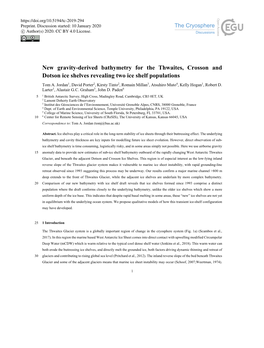 New Gravity-Derived Bathymetry for the Thwaites, Crosson and Dotson Ice Shelves Revealing Two Ice Shelf Populations Tom A