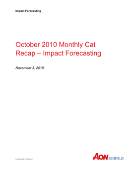 October 2010 Monthly Cat Recap – Impact Forecasting