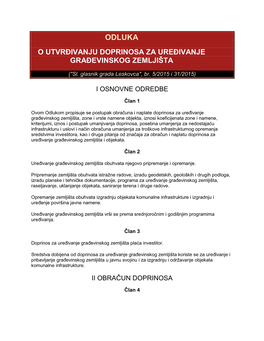 ODLUKA O Utvrđivanju DOPRINOSA ZA Uređivanje GRAĐEVINSKOG Zemljišta.Pdf