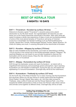 Best of Kerala Tour 9 Nights / 10 Days
