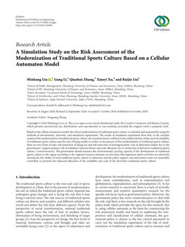 A Simulation Study on the Risk Assessment of the Modernization of Traditional Sports Culture Based on a Cellular Automaton Model