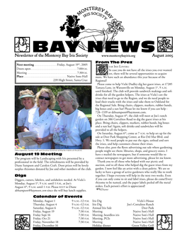 Newsletter of the Monterey Bay Iris Society August 2005