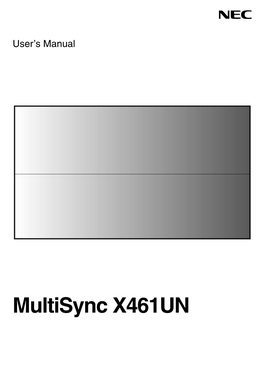 Multisync X461UN Index