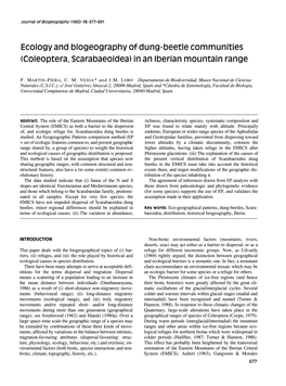 Ecology and Biogeography of Dung-Beetle Communities (Coleoptera, Scarabaeoidea) in an Iberian Mountain Range