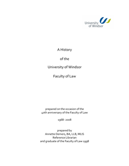 A History of the University of Windsor Faculty Of