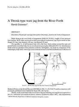 A Throsk-Type Ware Jug from the River Forth