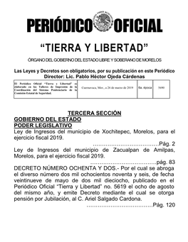 Las Leyes Y Decretos Son Obligatorios, Por Su Publicación En Este Periódico Director: Lic