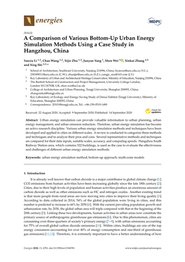 A Comparison of Various Bottom-Up Urban Energy Simulation Methods Using a Case Study in Hangzhou, China