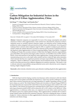 Carbon Mitigation for Industrial Sectors in the Jing-Jin-Ji Urban Agglomeration, China