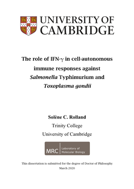 The Role of IFN-Γ in Cell-Autonomous Immune Responses Against Salmonella Typhimurium and Toxoplasma Gondii