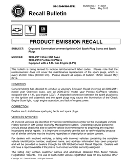 Recall Bulletin