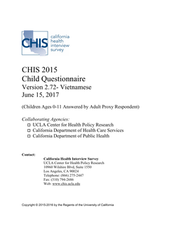 2015 Chis Vietnamese Child Questionnaire