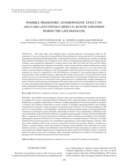 Possible Prehistoric Anthropogenic Effect on Araucaria Angustifolia (Bert.) O