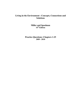 Living in the Environment : Concepts, Connections and Solutions Miller