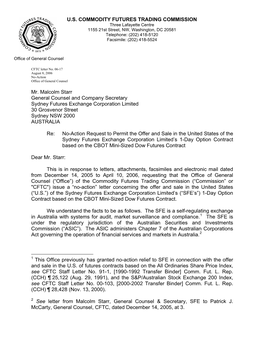 CFTC Letter No. 06-17 August 8, 2006 No-Action Office of General Counsel