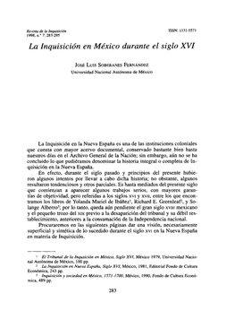 La Inquisición En México Durante El Siglo XVI