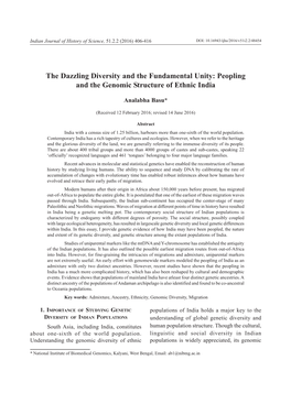 Peopling and the Genomic Structure of Ethnic India