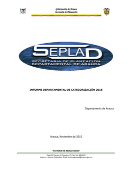 Informe Departamental De Categorizacion 2016