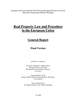 Real Property Law and Procedure in the European Union