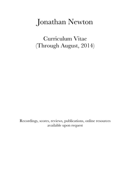Jon Newton CV Full 2015