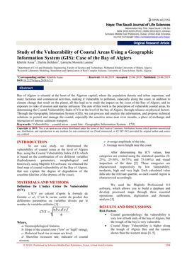 Study of the Vulnerability of Coastal Areas Using a Geographic