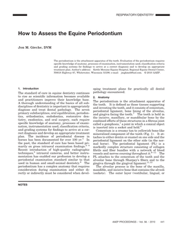 How to Assess the Equine Periodontium