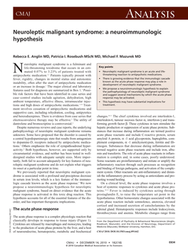 Neuroleptic Malignant Syndrome: a Neuroimmunologic Hypothesis