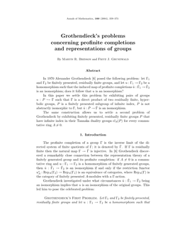 Grothendieck's Problems Concerning Profinite Completions And