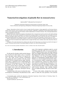 Numerical Investigations of Pulsatile Flow in Stenosed Artery