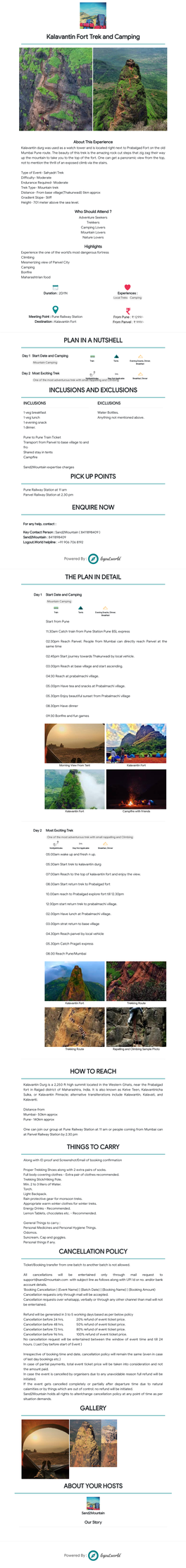 Kalavantin Fo Trek and Camping PLAN in a NUTSHELL