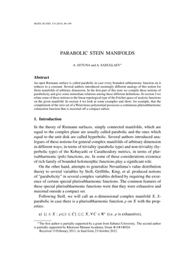 Parabolic Stein Manifolds