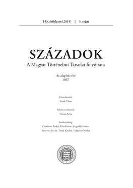 SZÁZADOK a Magyar Történelmi Társulat Folyóirata