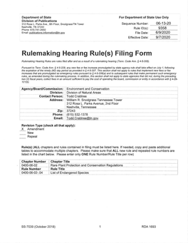 06-13-20 Nashville, TN 37243 Rule ID(S): Phone: 615-741-2650 9358 Email: Pu Blications.Fnformation@Tn.Gov File Date: 6/9/2020 Effective Date: 9/7/2020