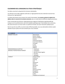 Calendrier Des Livraisons Du Stock Stratégique