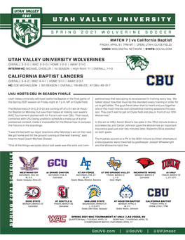 Utah Valley University Wolverines California