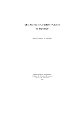 The Axiom of Countable Choice in Topology