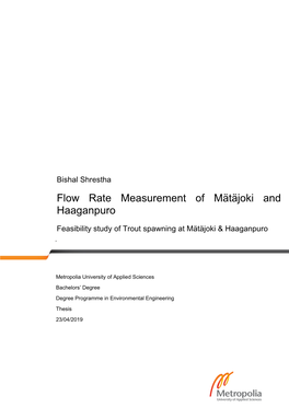 Flow Rate Measurement of Mätäjoki and Haaganpuro