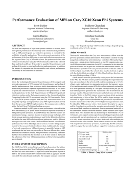 Performance Evaluation of MPI on Cray XC40 Xeon Phi Systems