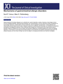 Mechanisms of Gastrointestinal Allergic Disorders