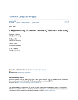 A Migration Study of Stelidota Geminata (Coleoptera: Nitidulidae)