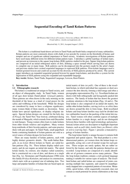 Sequential Encoding of Tamil Kolam Patterns