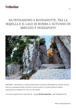 Da Pennadomo a Buonanotte, Tra La Majella E Il Lago Di Bomba L’Autunno in Abruzzo È Mozzafiato