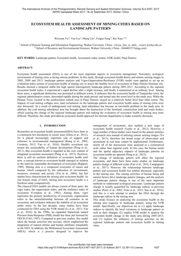 Ecosystem Health Assessment of Mining Cities Based on Landscape Pattern