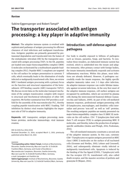 The Transporter Associated with Antigen Processing: a Key Player in Adaptive Immunity