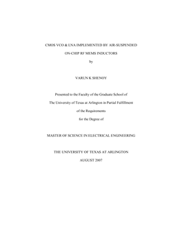 Cmos Vco & Lna Implemented by Air-Suspended