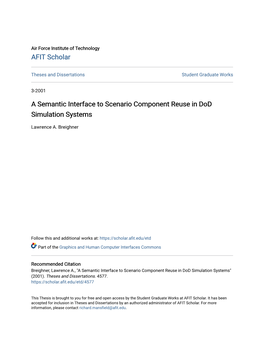 A Semantic Interface to Scenario Component Reuse in Dod Simulation Systems