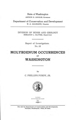 Molybdenum Occurrences Washington